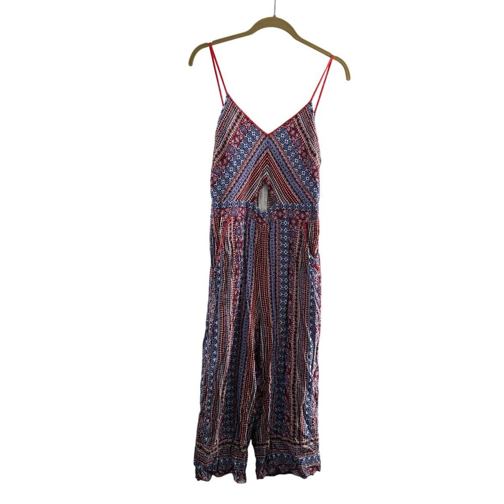 Shinestar Sleeveless Boho Print Jumpsuit Adjustable Straps XL Pants Western a